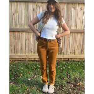 J.Crew High Rise Straight Corduroy Pants Golden Caramel Brown Soft Stretch